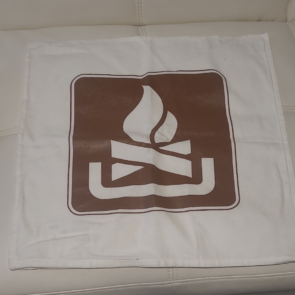 White and Brown Campfire Pillow Cover